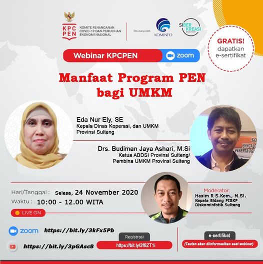 WEBINAR KOMITE PENANGANAN COVID-19 DAN KPCPEN BERSAMA PROVINSI SULAWESI TENGAH