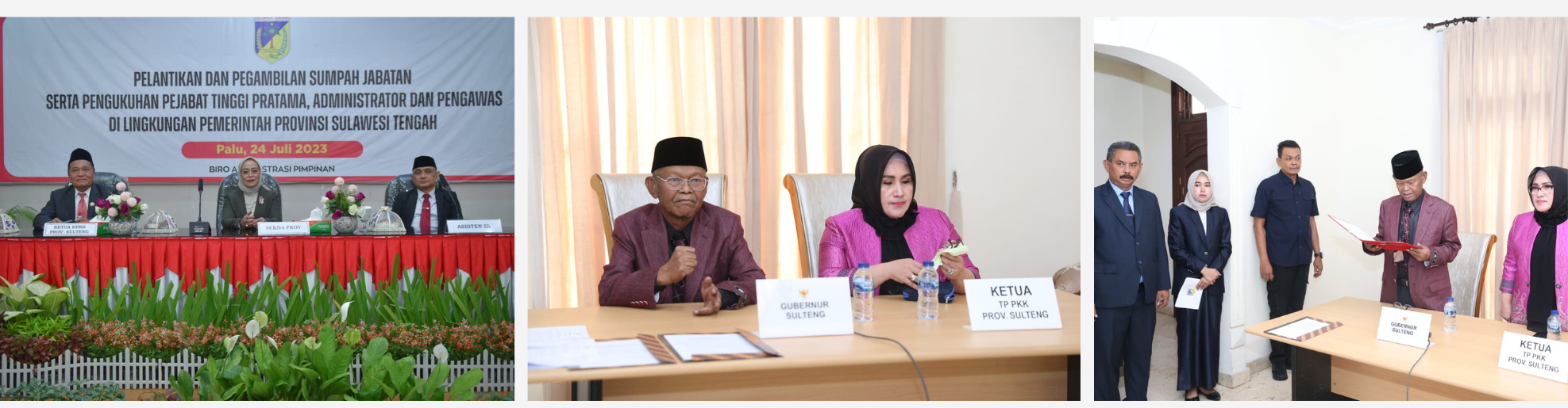 Gubernur Mengukuhan dan Melantik JPT, Administrator dan Pengawas Lingkup Pemprov Sulteng
